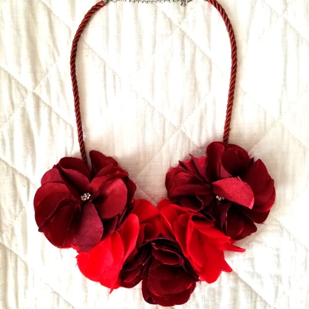 J Crew Silk Rosette Statement Necklace